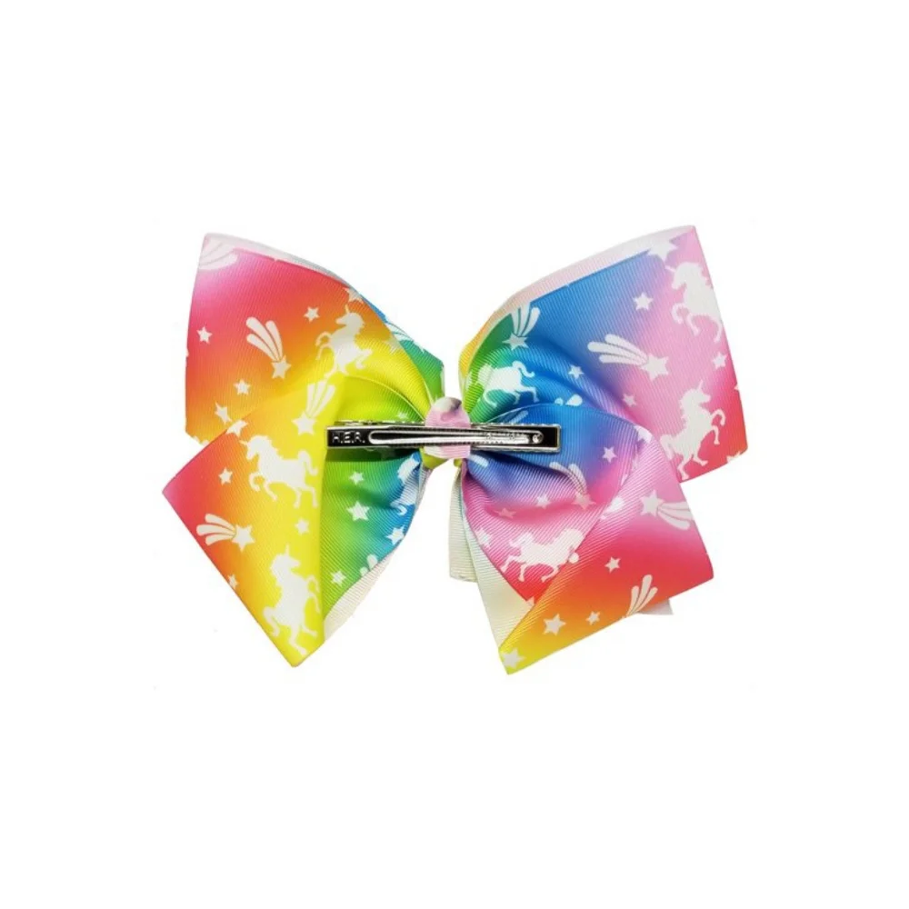 NEW JoJo Siwa Large Cheer Hair Bow Rainbow with Stars JJ3614